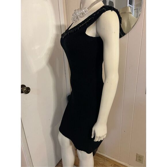AMAZING BODYCON Vintage 1950's Kimberly Black Beaded Hand Loomed 100% Wool Bouc - Picture 5 of 8